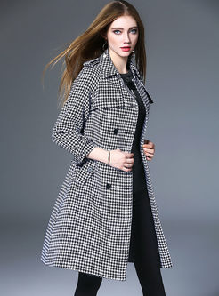 Plaid Double-breasted Belt Trench Coat