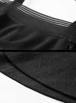 Black Off Shoulder Lantern Sleeve Sweater