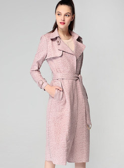 Pink Chic Tie Waist Long Trench Coat