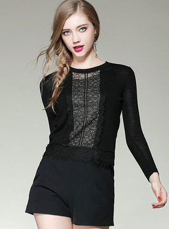 Sexy Lace Perspective Slim Sweater