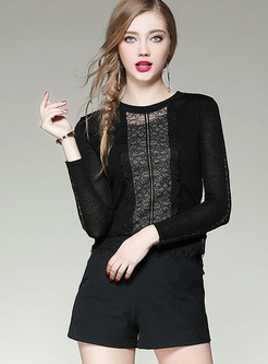 Sexy Lace Perspective Slim Sweater
