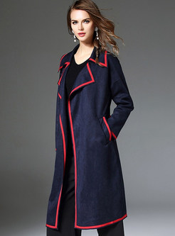 Fashion Belted Contrast Color Trench Coat