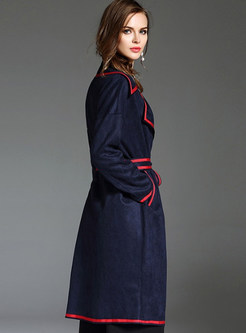 Fashion Belted Contrast Color Trench Coat