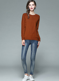 Brief O-neck Long Sleeve Sweater