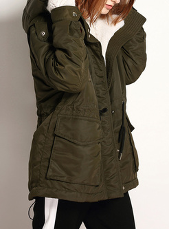 Army Green Winter Casual Outdoor Coat Hoodie Jacket Parkas