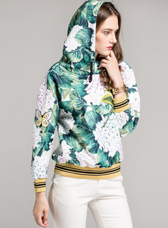 Chic Print Sequined Casual Hoodies