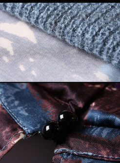 Chic Print Flare Sleeve Asymmetric Sweater