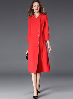 Slim Stand Collar Long Sleeve Trench Coat