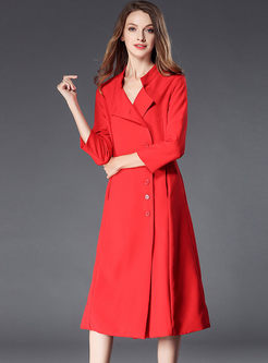 Slim Stand Collar Long Sleeve Trench Coat
