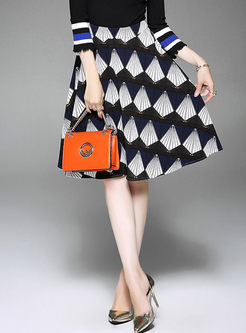 Brief Print Fashionable A-line Skirt