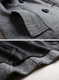 Grey Turn Down Collar Lacing Trench Coat