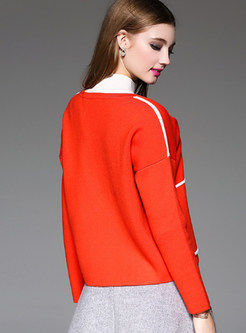 Orange Brief O-neck Knitted Coat