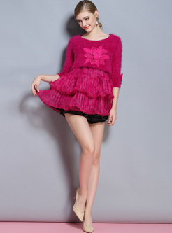 Chic Stereoscopic Patched Falbala Sweater