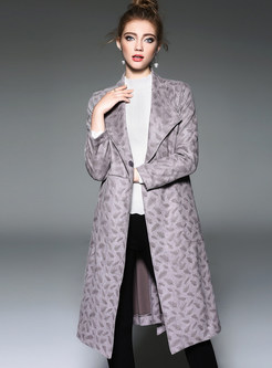Grey Chic Print Tie Waist Trench Coat
