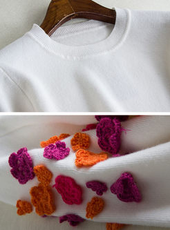 Stereoscopic Flower Long Sleeve Knitted Sweater