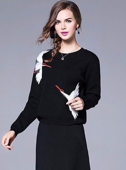 Black O-neck Long Sleeve Knitted Sweater