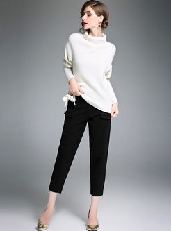 Stylish Turtle Neck Long Sleeve Wool Knitted Sweater