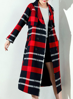 Stylish Checked Belted Trench Coat