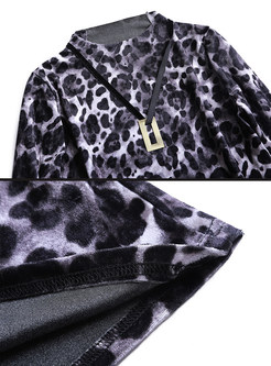 Fashion Leopard-print Three Quarters Sleeve T-shirt
