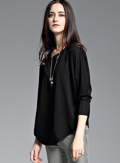 Black Casual O-neck Pullover T-shirt