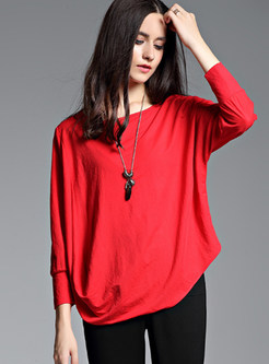Red Casual O-neck Pullover T-shirt