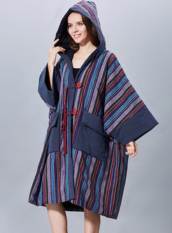 Ethnic Multicolor Striped Oversized Coat