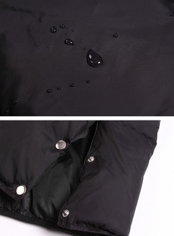 Black Buttoned Waist Duck Down Coat