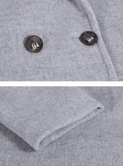 Grey Elegant Notched Neck Woolen Coat