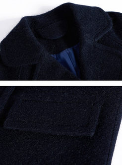 Brief Double-breasted Three Quarters Sleeve Woolen Coat
