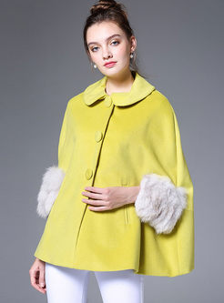 Yellow Cute Turn Down Collar Loose Coat