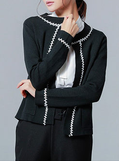 Causal Long Sleeve O-neck Wool Coat