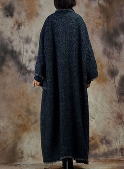 Brief Batwing Sleeve Loose Woolen Coat