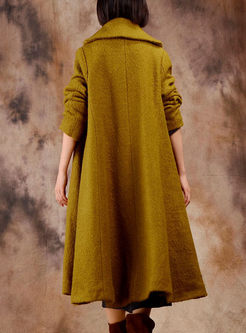 Stylish Turn Down Collar Thick Woolen Coat
