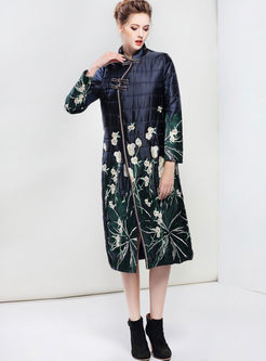 Vintage Stand Collar Embroidery Coat