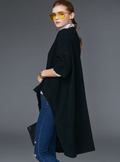 Fashionable Loose Half Sleeve Wool Coat