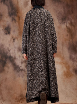 Chic Loose V-neck Long Sleeve Woolen Coat