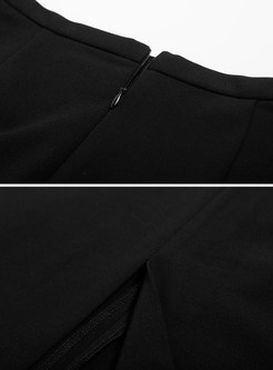 Brief Black Long Zip Skirt