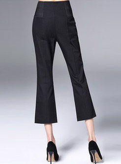 Black Brief High Waist Calf-length Flare Pants