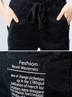 Fashion Black Letter Harem Pants