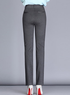 Grey Brief High Waist Straight Pants