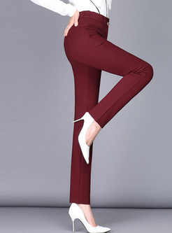 Wine Red High Waisted Straight Pants