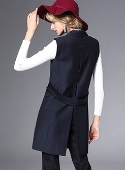 Fashion Pure Color Notched Vest