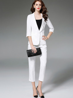 Work White Slim Two-piece Outfits