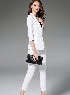 Work White Slim Two-piece Outfits