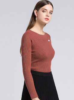 Chic Slash Neck Off Shoulder Knitted Sweater