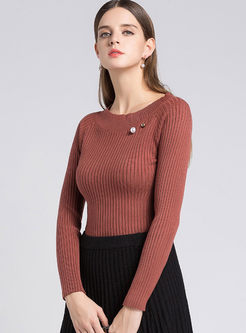 Chic Slash Neck Off Shoulder Knitted Sweater