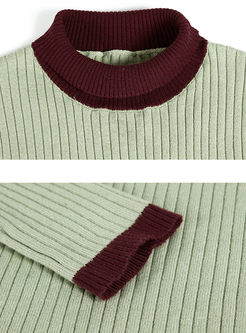 Hit Color Stitching Long Sleeve Sweater