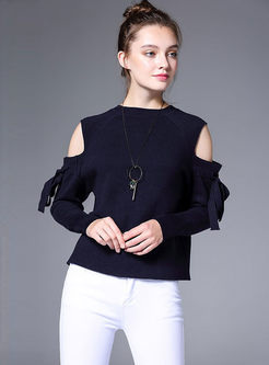 Stylish Off Shoulder O-neck Long Sleeve Sweater