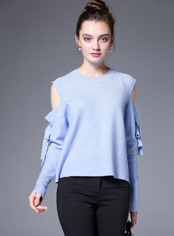 Stylish Off Shoulder O-neck Long Sleeve Sweater