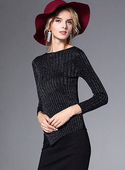 Fashionable Symmetric Hem Slim Slit Sweater